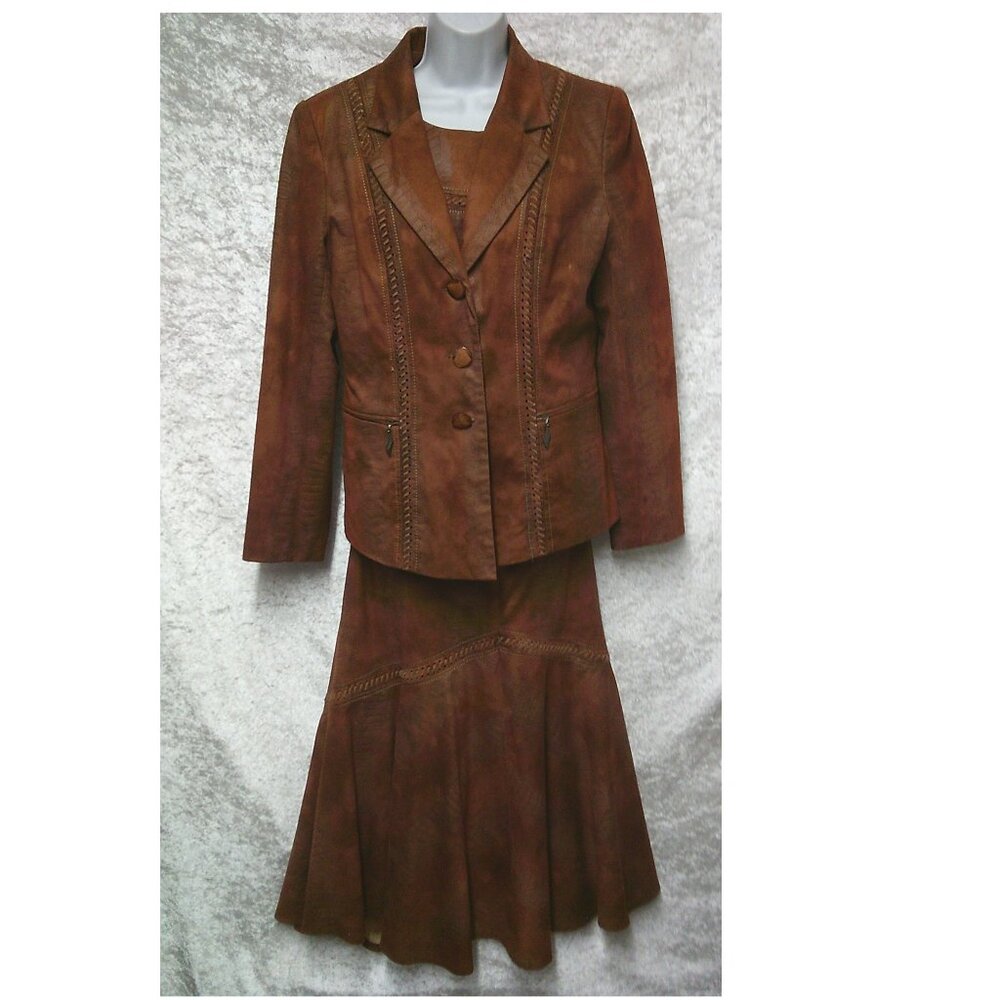 Rosemary Women's jacket skirt vest set faux lether size-13-15